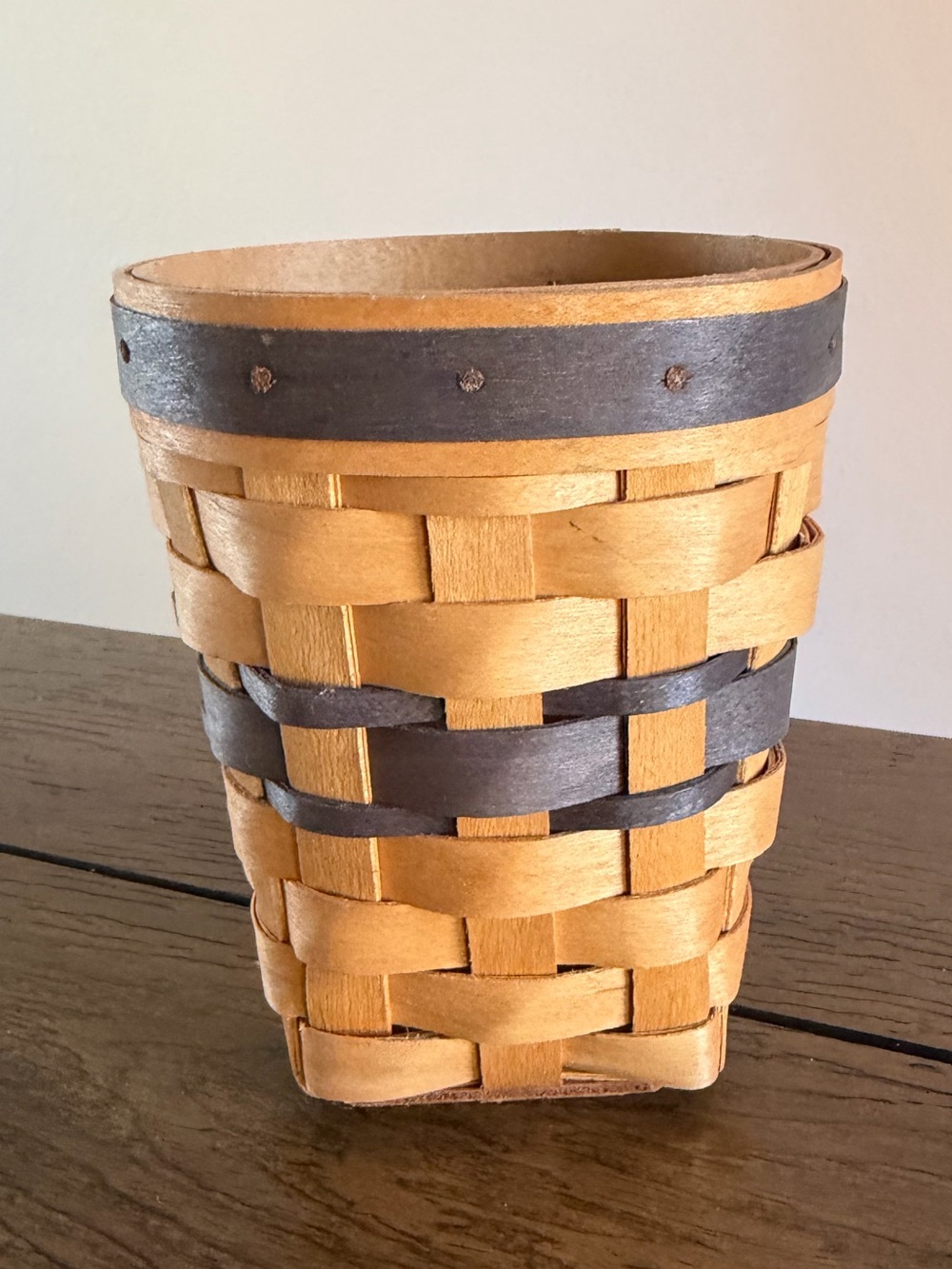 Vintage Royce Craft Two Toned Basket Pencil Cup Holder Signed Made In Ohio